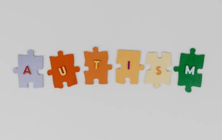 Puzzelstukken met het woord autisme op